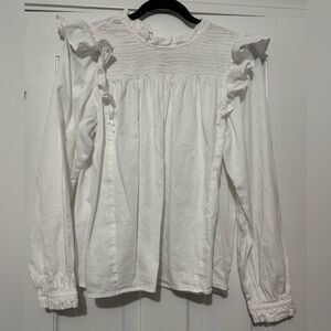 GAP White Ruffle Blouse